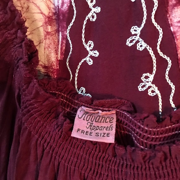 Burgundy Bohemian Indian Cap Sleeve Maxi Dress - Picture 4 of 4